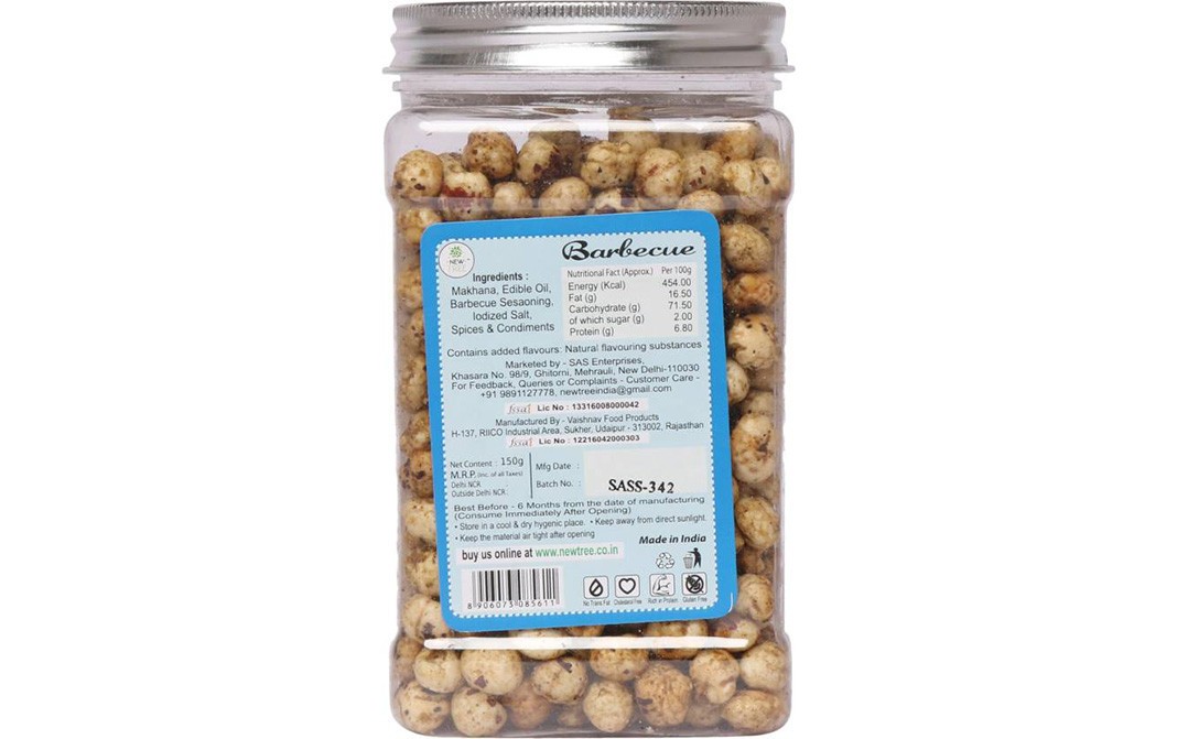 New Tree Munchbox Roasted Mini Makhana Barbecue   Jar  150 grams
